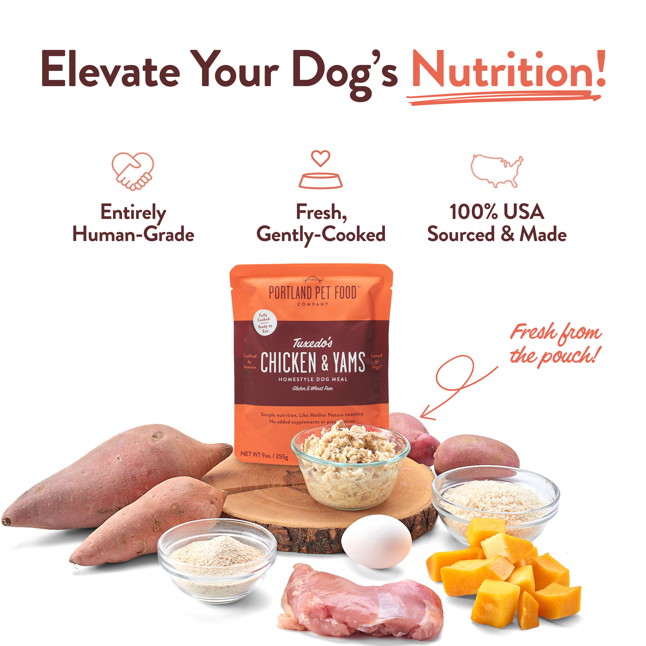 Tuxedo's Chicken & Yams Homestyle Dog Meal