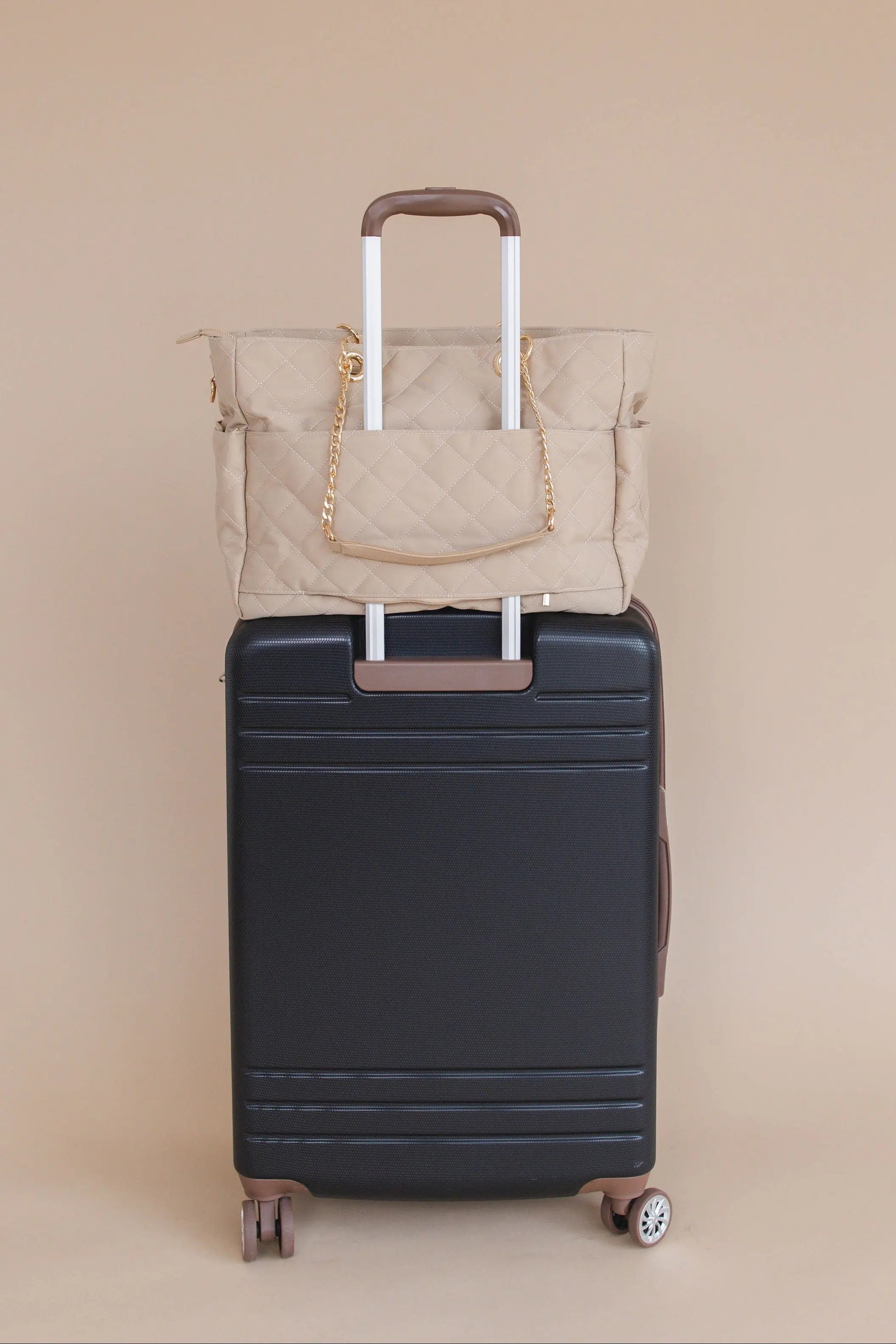 Essential Carryall Tote with Removable Diaper Clutch Beige