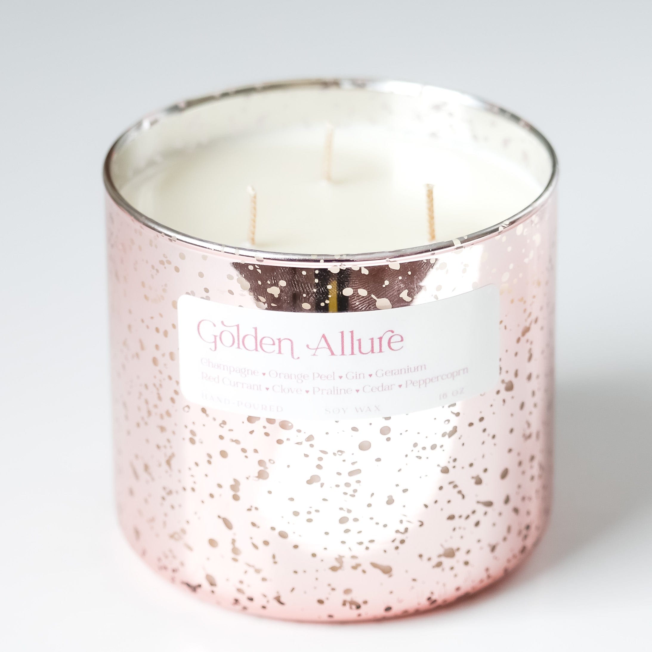 Golden Allure Soy Candle - 16 oz Rose Gold Jar, Luxury Fragrance for Valentine’s