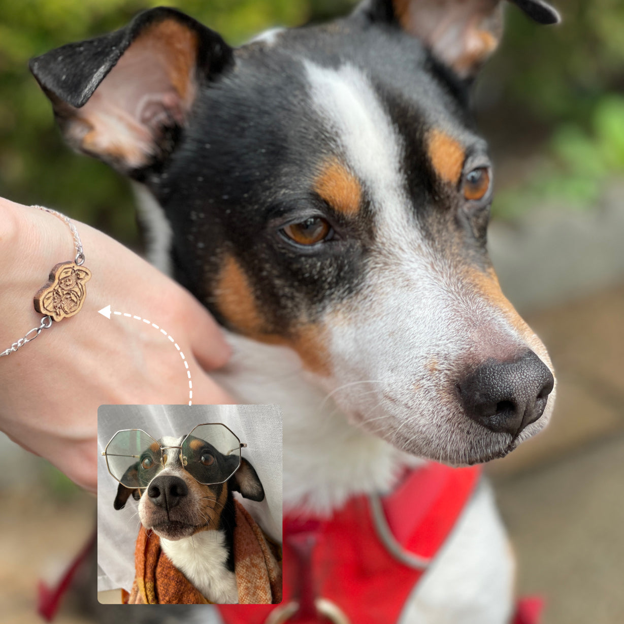 Wooden Charm Pet Portrait Bracelet