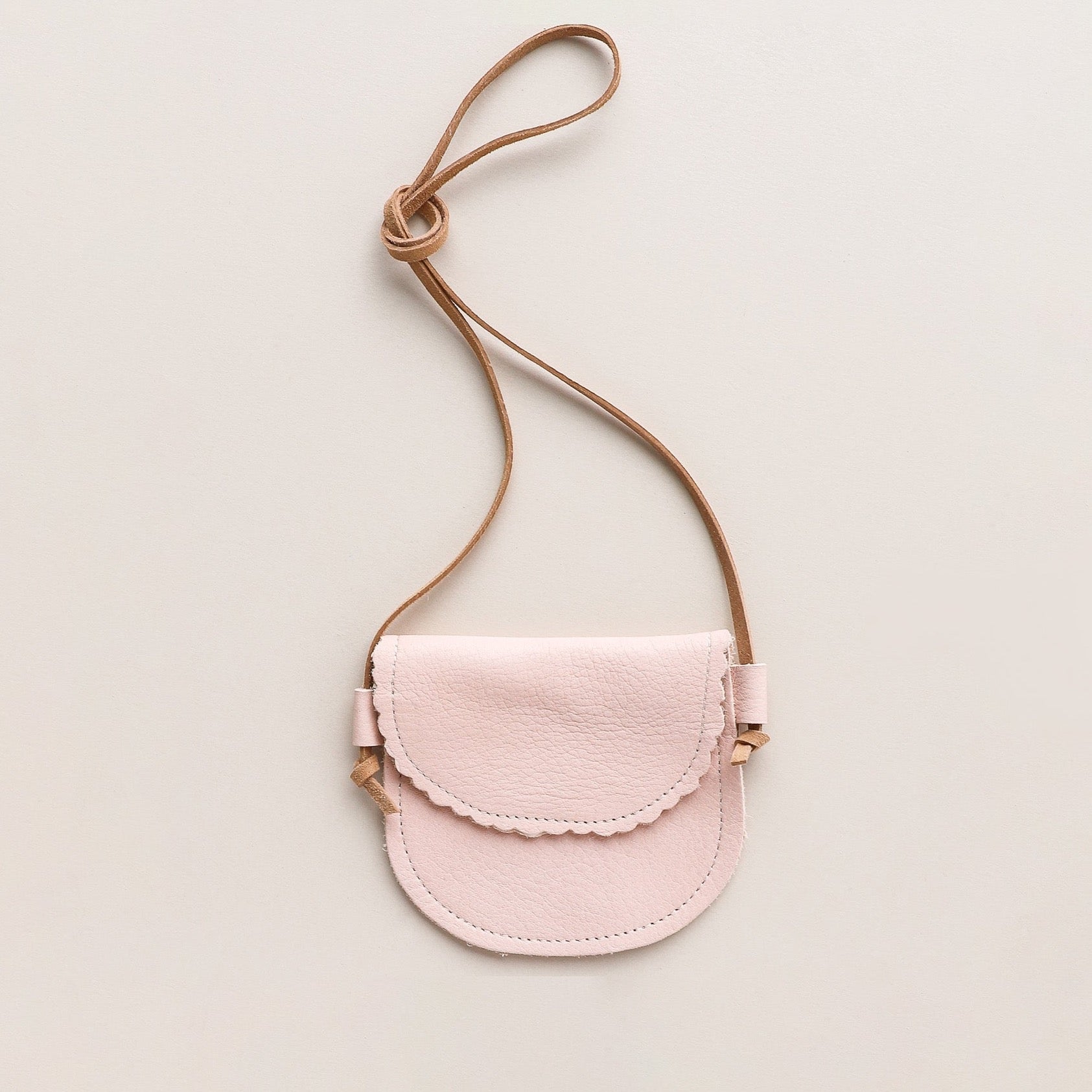 Leather Little Girl's Scalloped Purse  in Blush