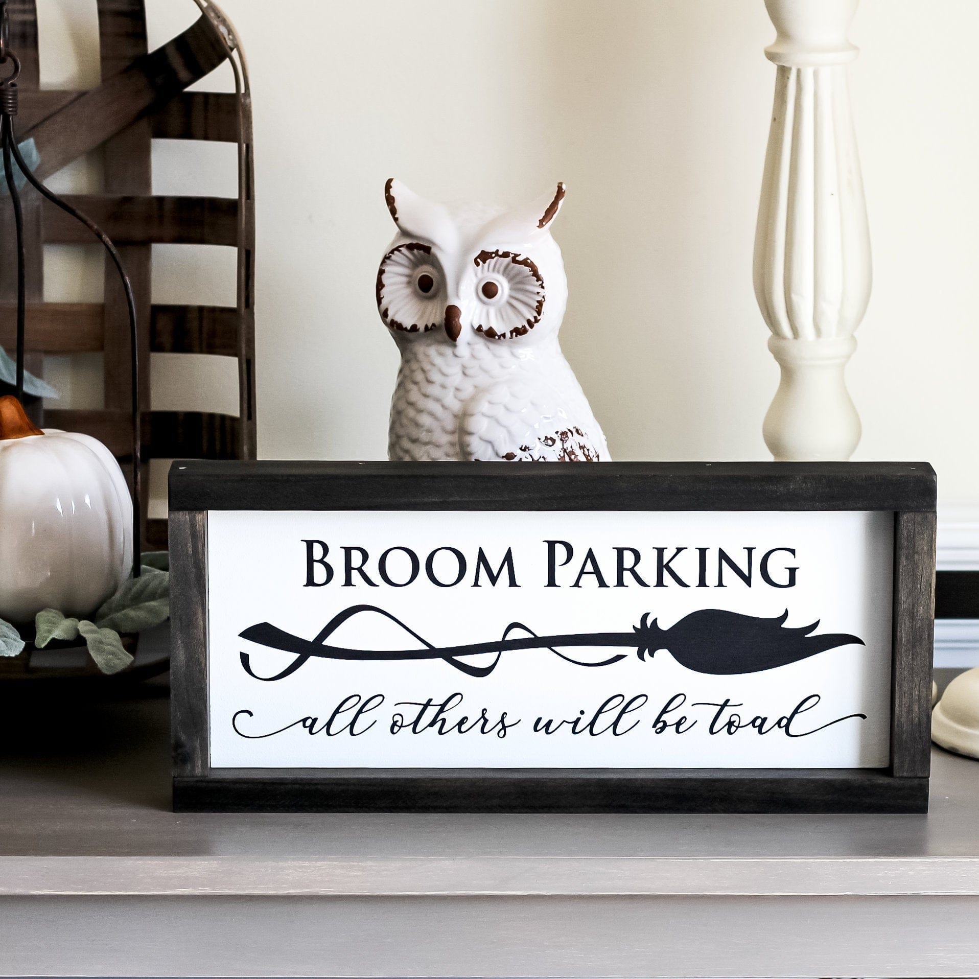 Halloween Decor | Broom Parking Sign | Spooky Wall Decor