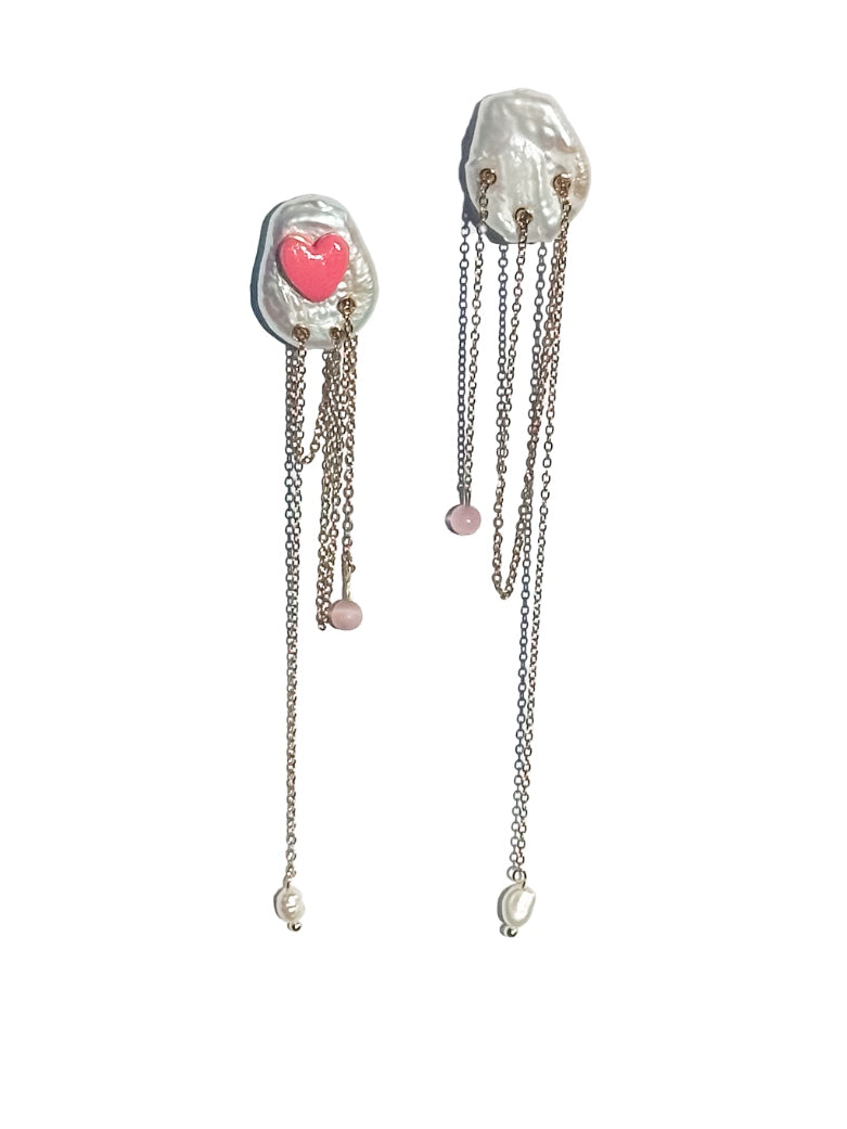 Handcrafted Pearl Chain Studs