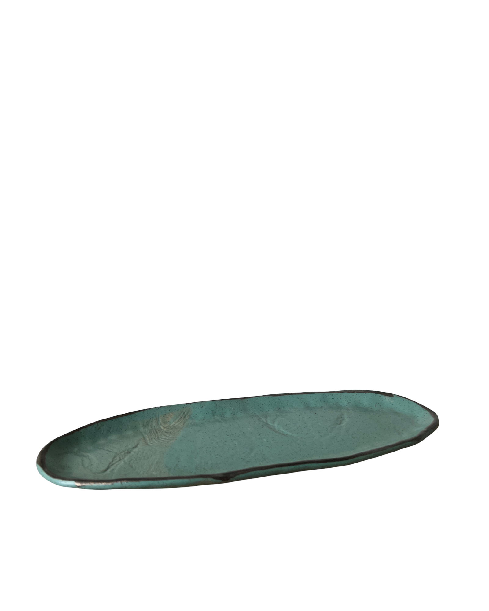 Large Oval Tray in Echeveria Teal