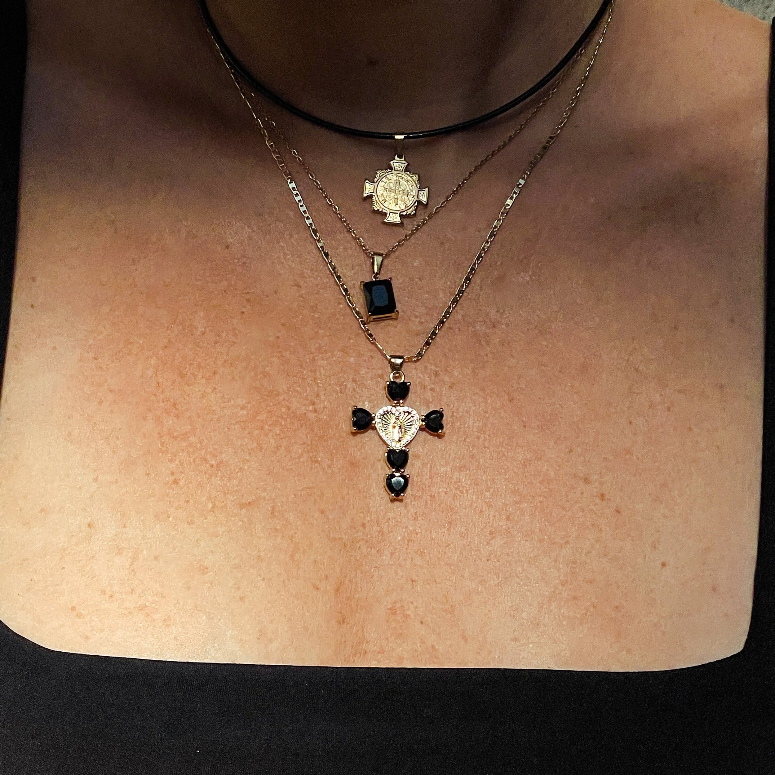 24K Crystal Cross Necklace