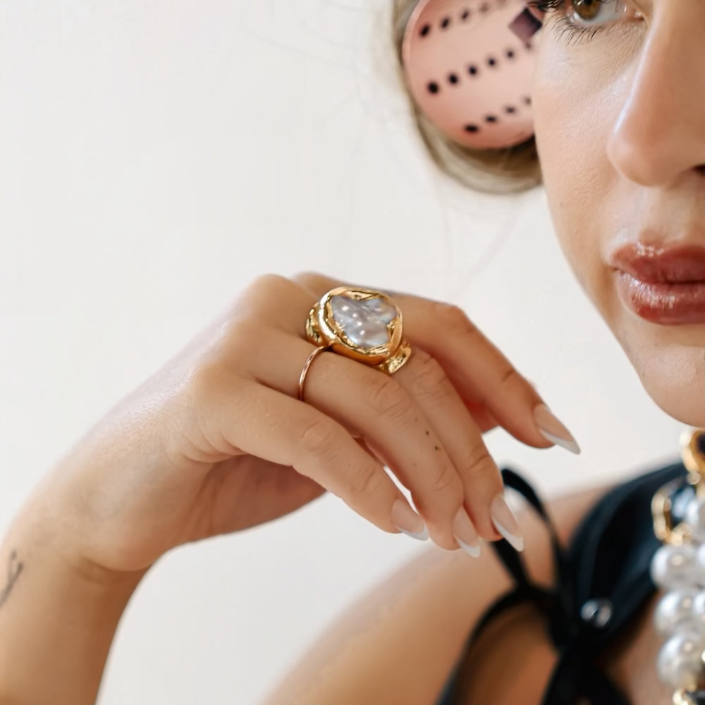 Baroque Pearl Cocktail Ring