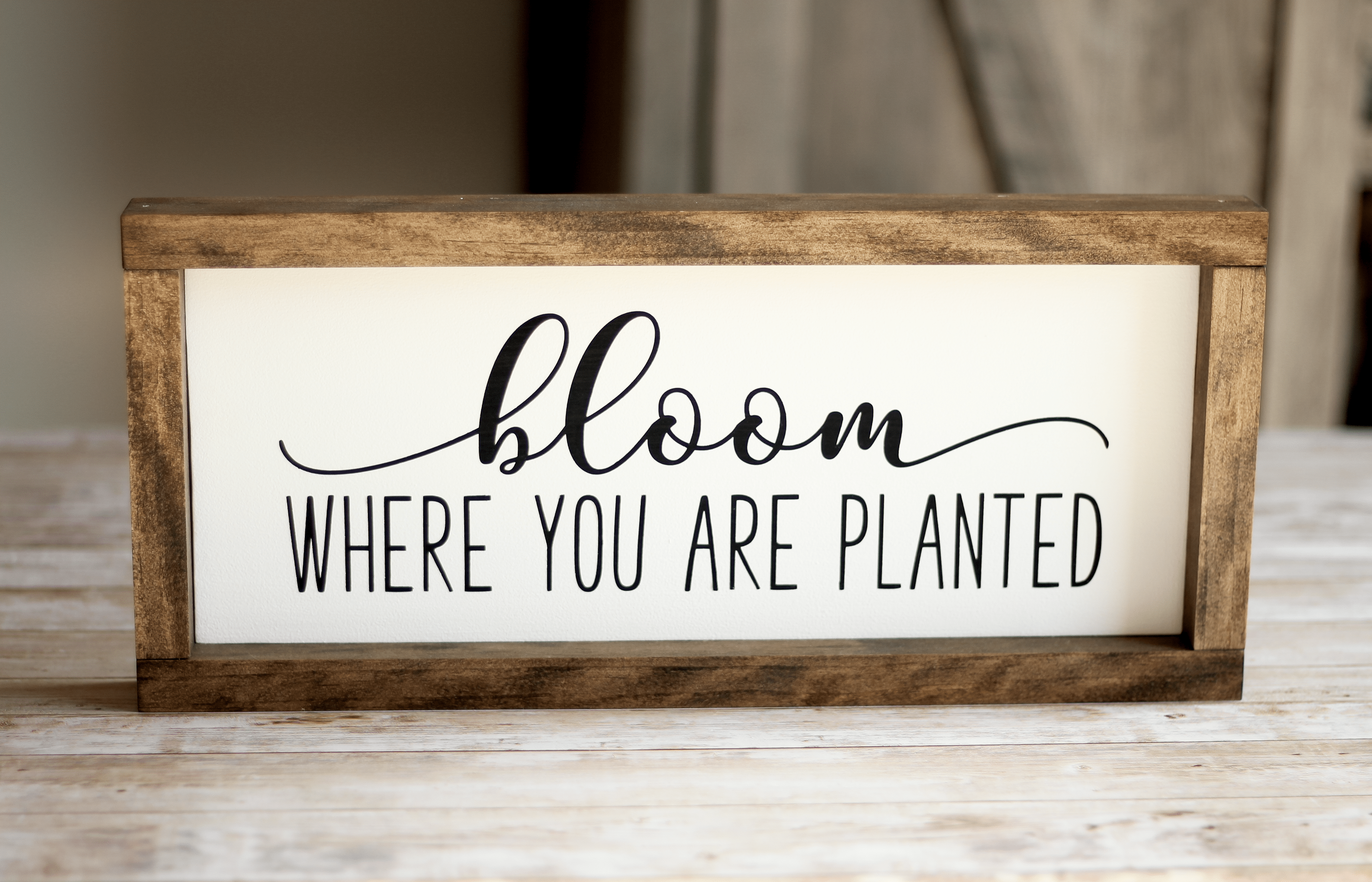 Framed wall sign Bloom where you are planted 15"x 7"