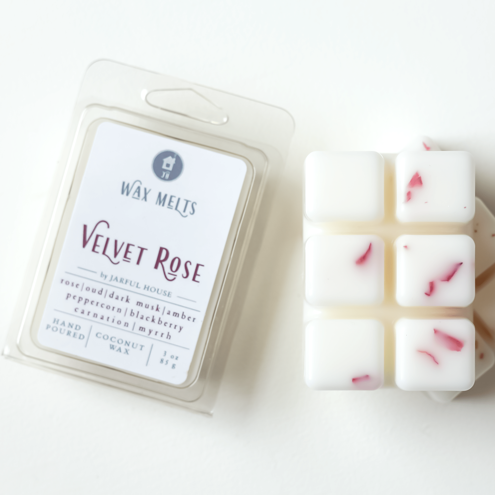 NEW Luxurious Velvet Rose Coconut Wax Melts - Oud, Peppercorn, Blackberry, Rose, Carnation, Myrrh, A