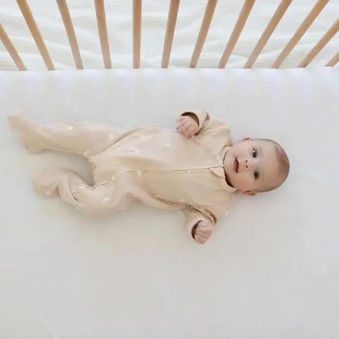 Moonlit Dreams Zipped Onesie (0–12 Months) – 100% Cotton Muslin Baby Sleepwear