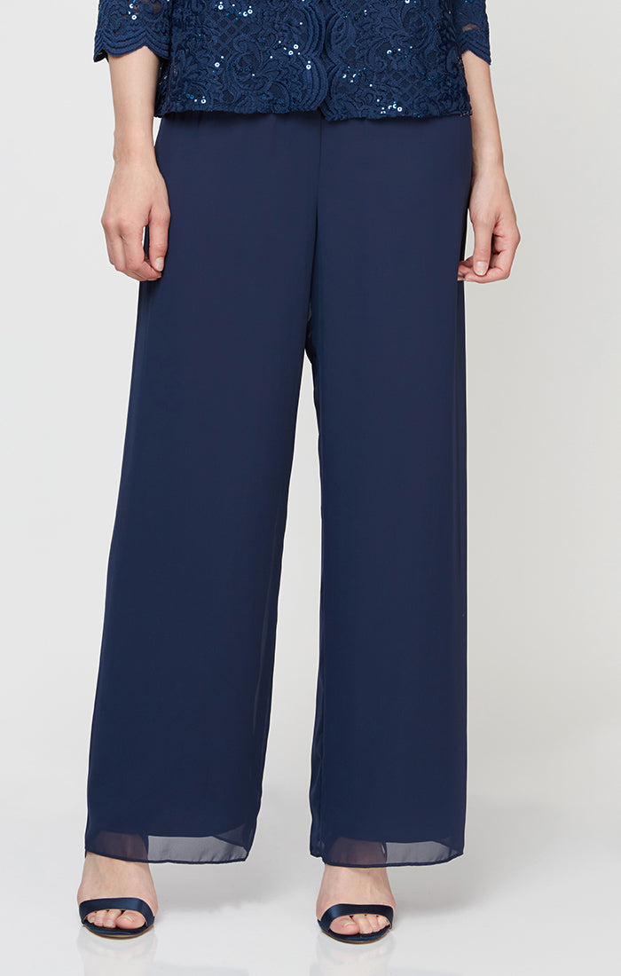 Petite Straight Leg Chiffon Pant
