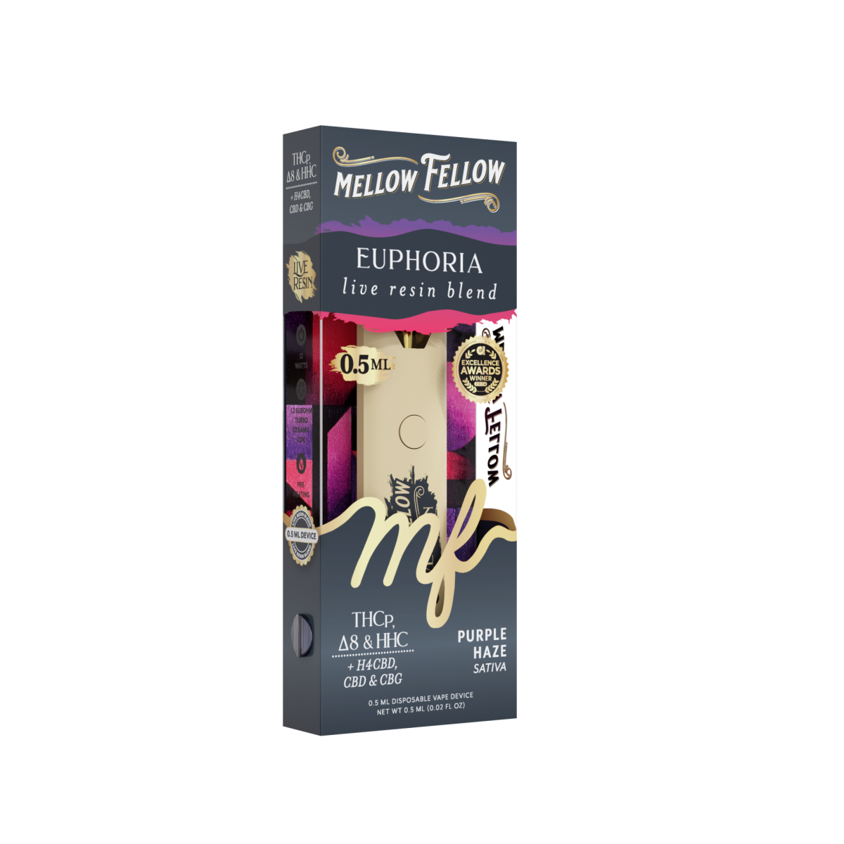 Euphoria Blend 0.5ml Live Resin Disposable Vape - Purple Haze (Sativa)