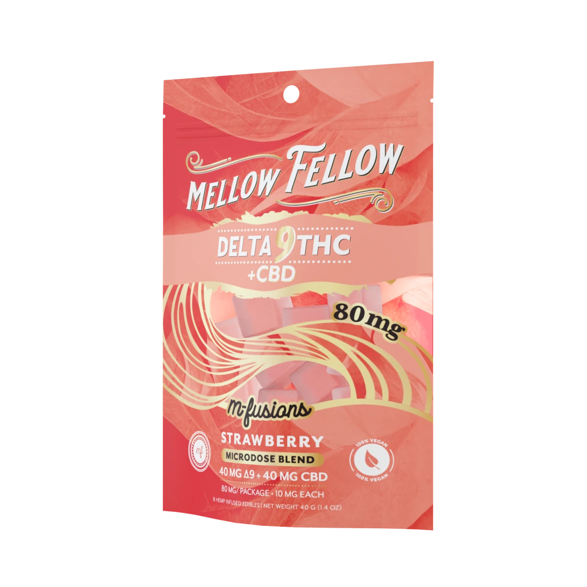 Microdose M-Fusions Gummies - Delta 9 THC + CBD 8ct 80mg - Strawberry