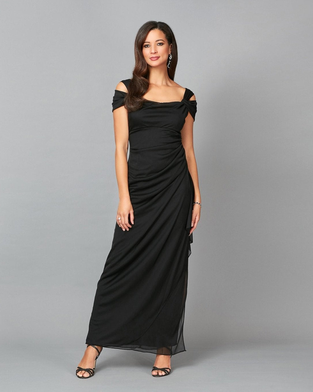 Lindsay Cold Shoulder Mesh Gown