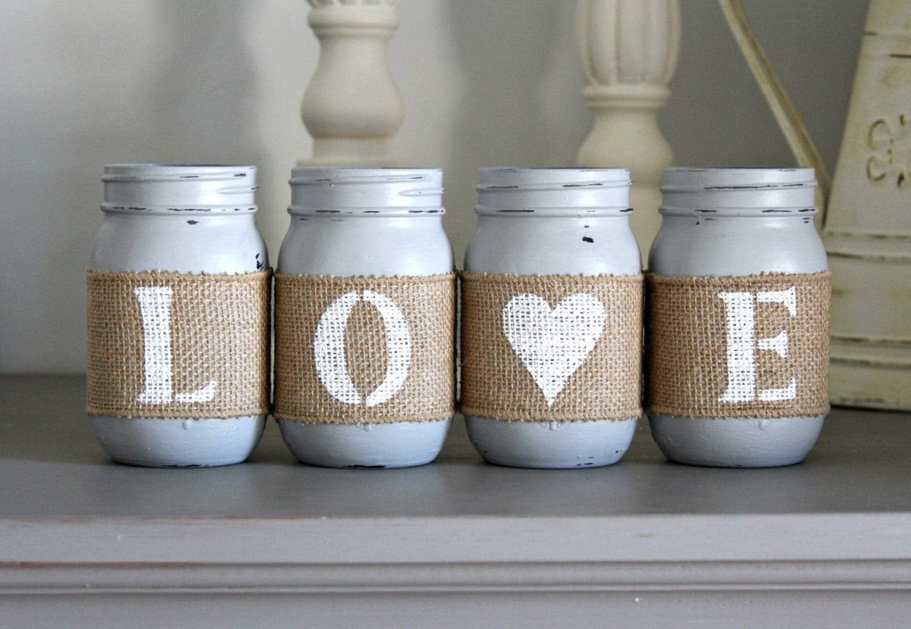 Farmhouse Valentine's Day Home Decor | Gray Table Decor - One Sided