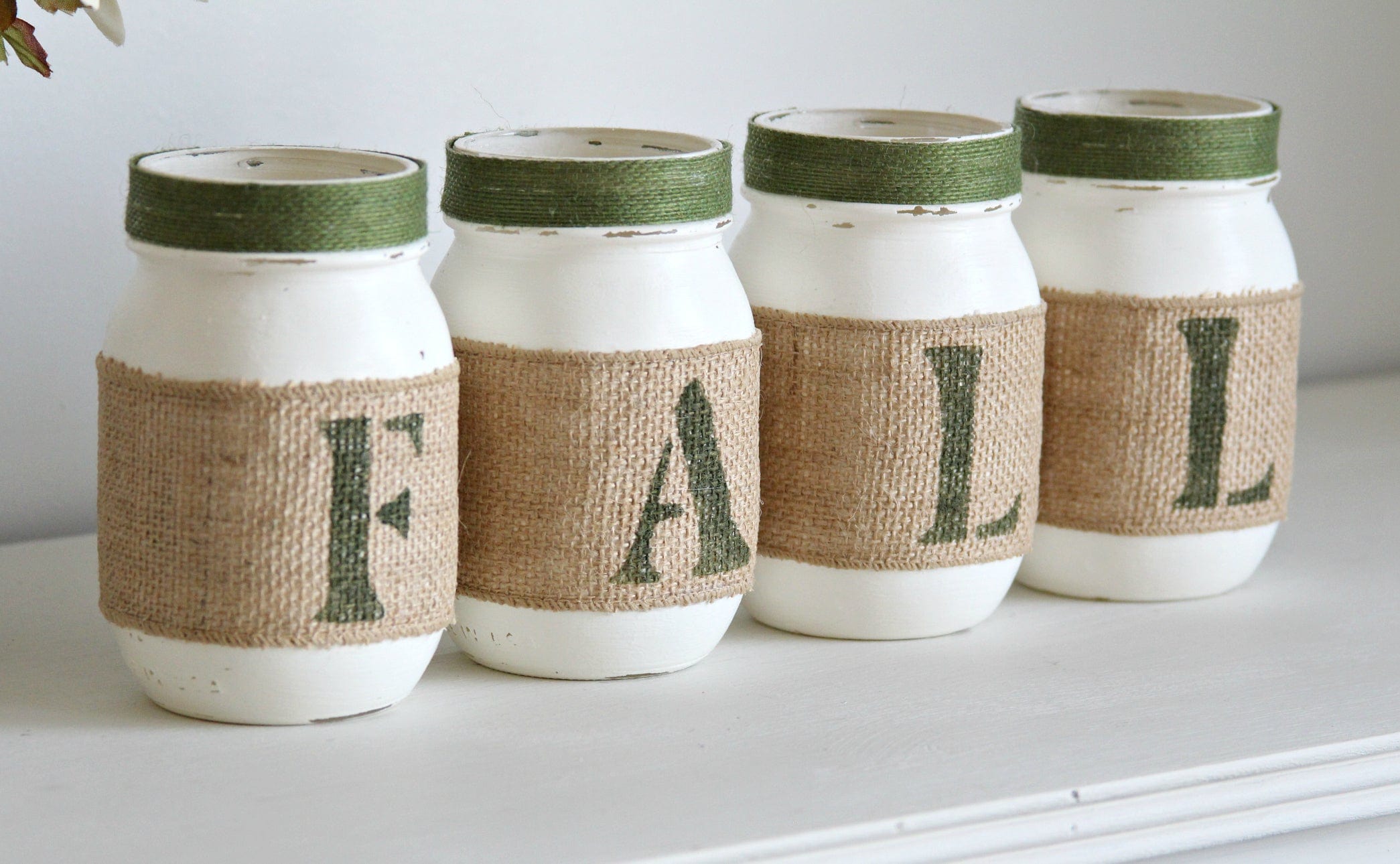 Green Rustic Fall Decor | Autumn Table Centerpieces - ONE SIDED