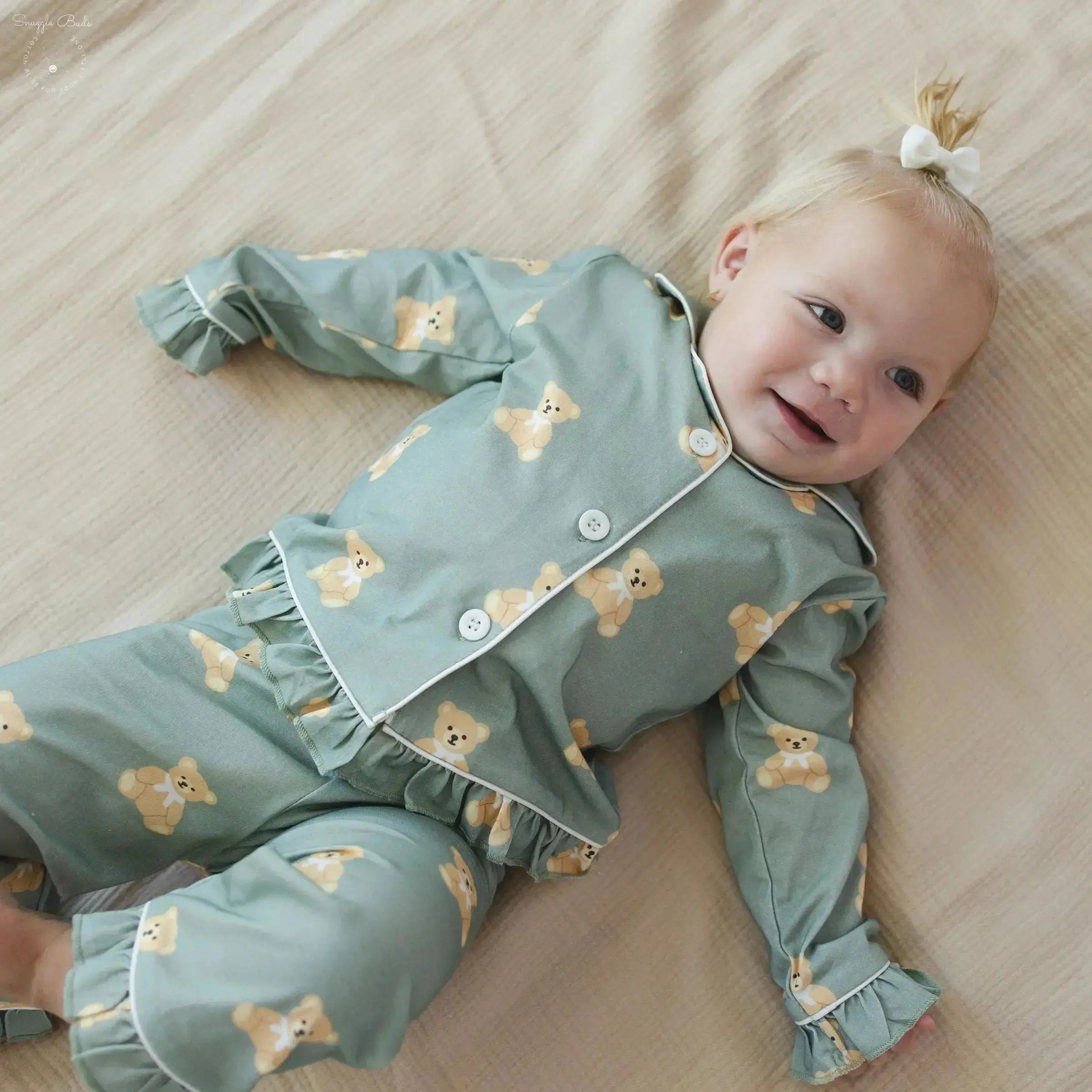 Teddy Bear Print - Cotton Pajamas for Toddlers & Kids (12M–4Y)