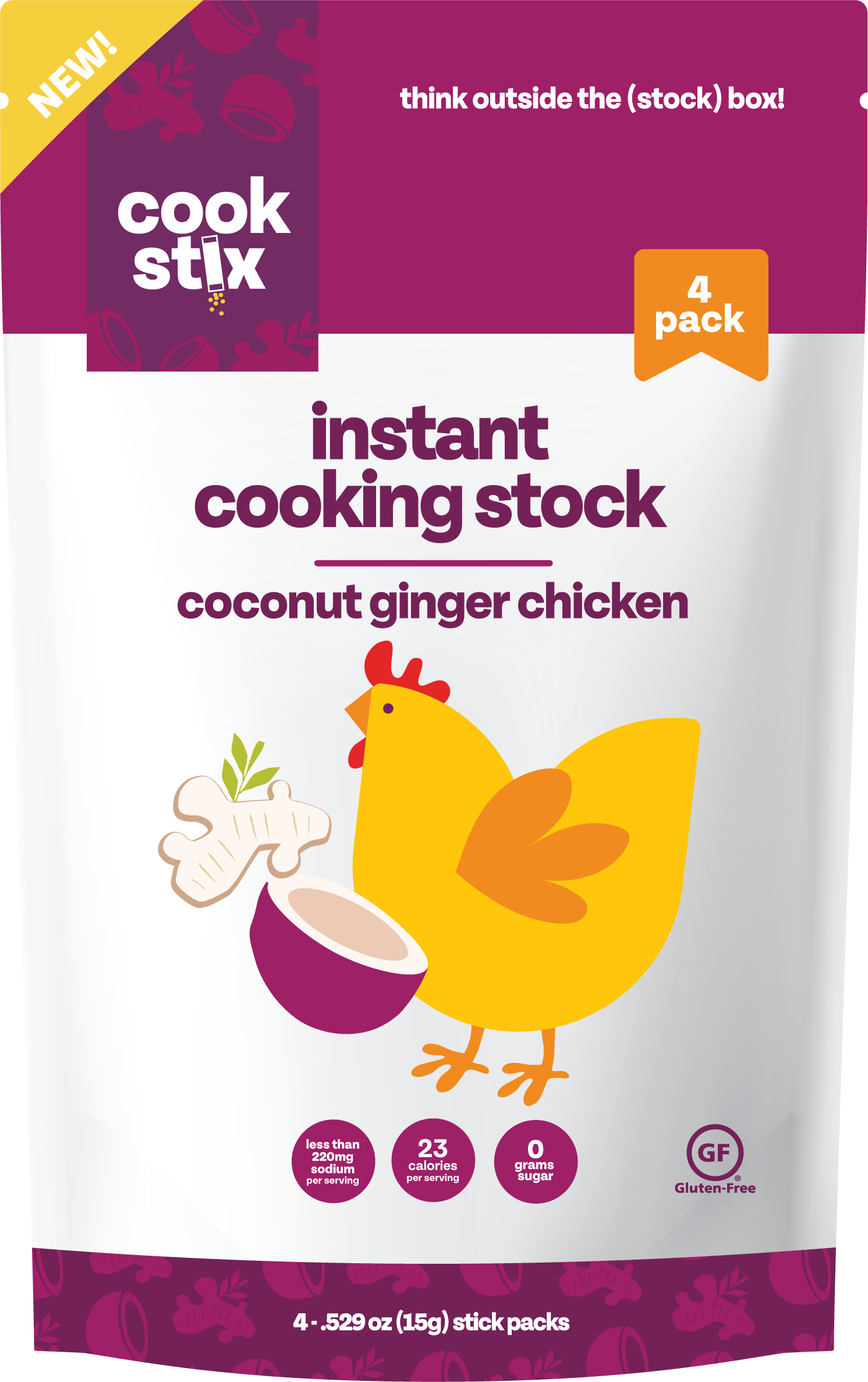 Coconut Ginger Chicken Stock - 4 Stix