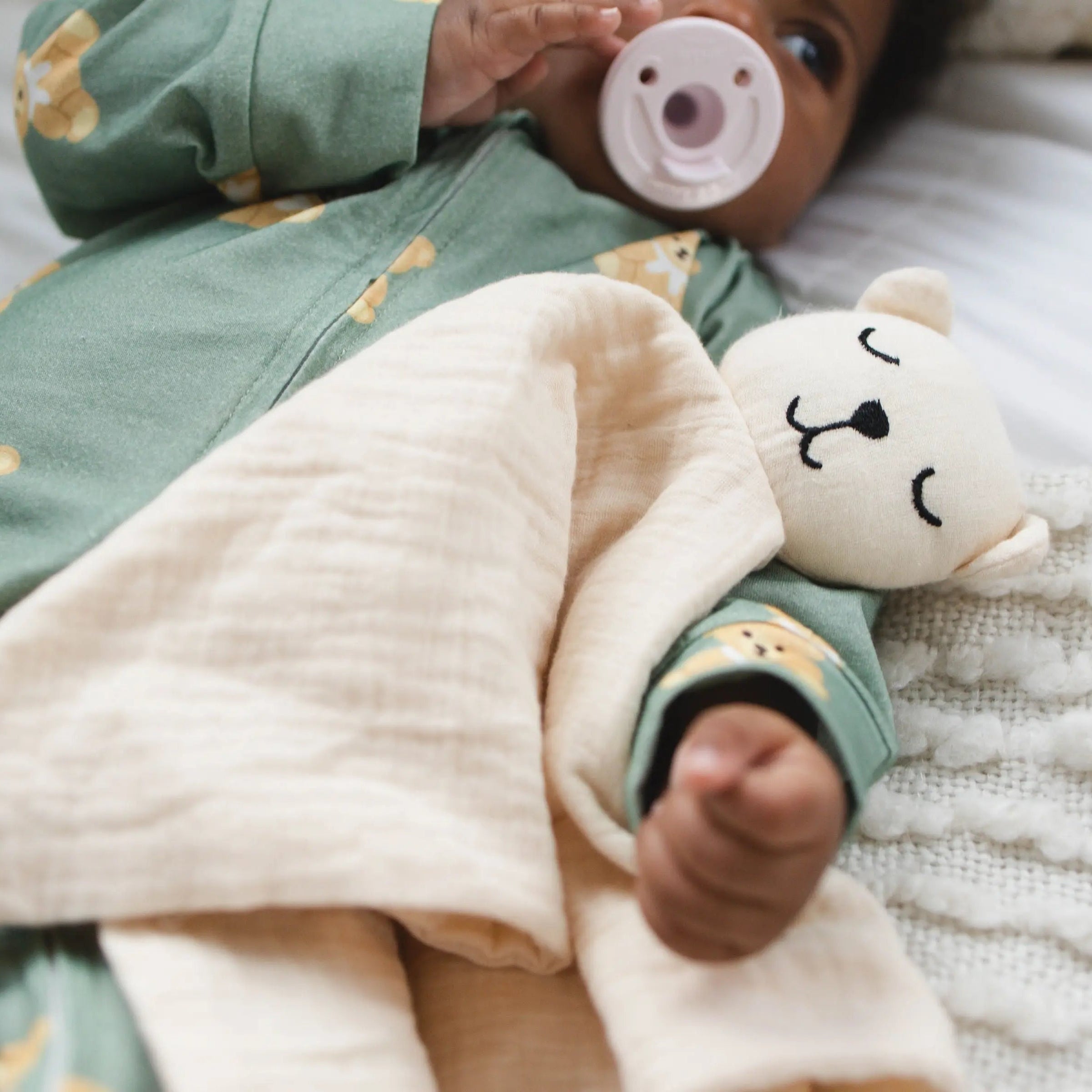 100% Muslin Cotton Comfort Blanket (Lovey) – Oat, Cream & Mint