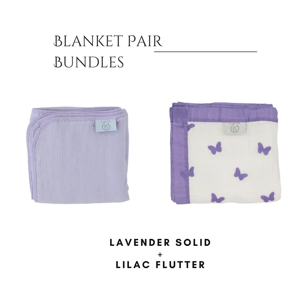 Lavender Solid + Lilac Flutter Blanket Bundle