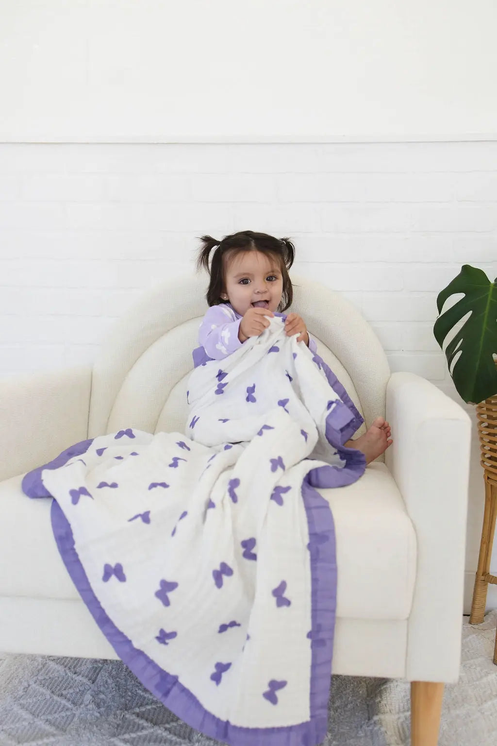 Lilac Flutter Blanket + Lilac Flutter Pajamas Bundle
