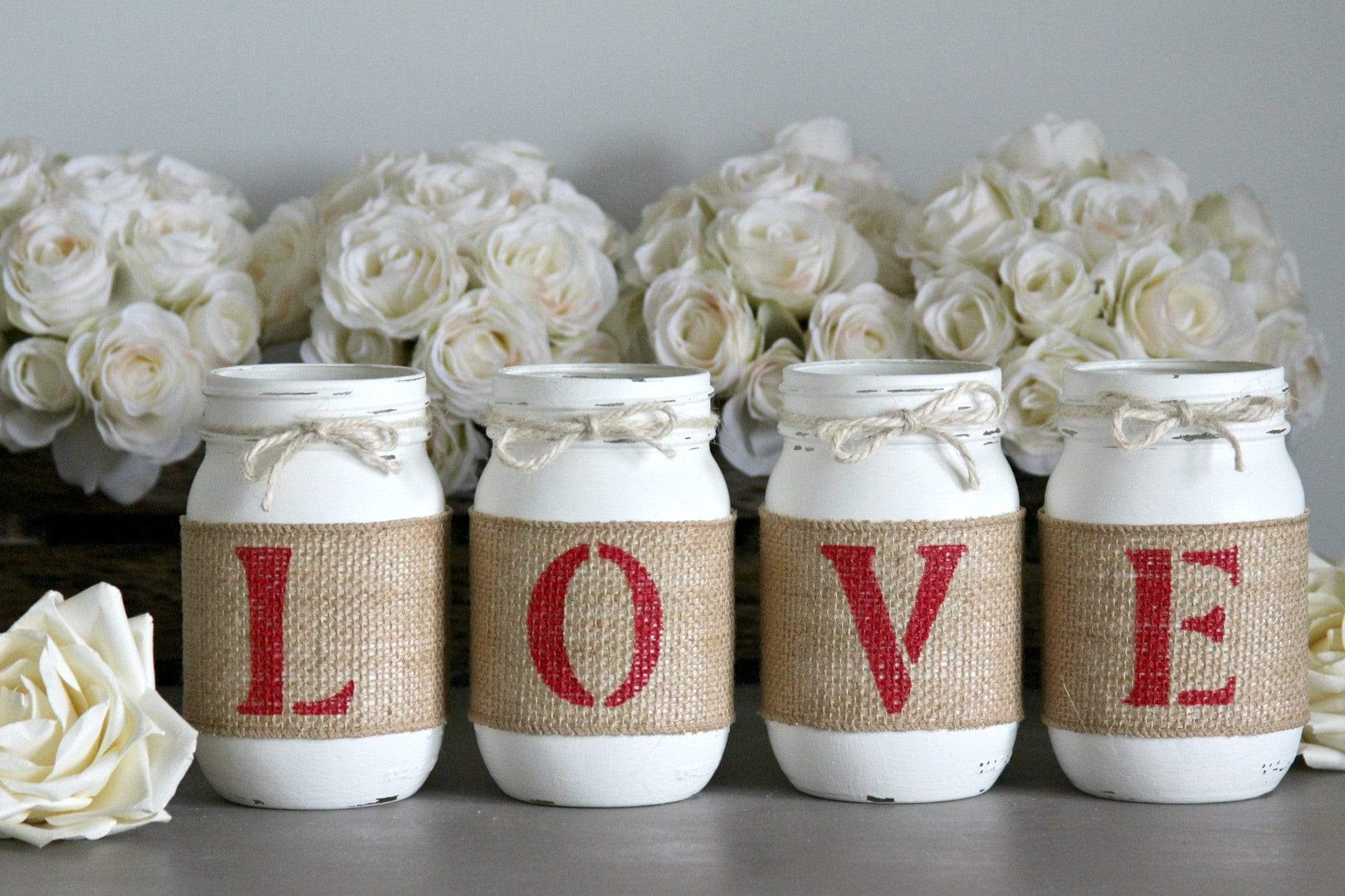 Valentine's Day Decor | Painted Mason Jars LOVE Gift