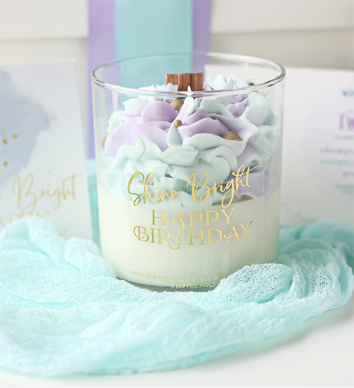 Shine Bright Happy Birthday Gift Bundle Candle +Wax Melts + Wish Card