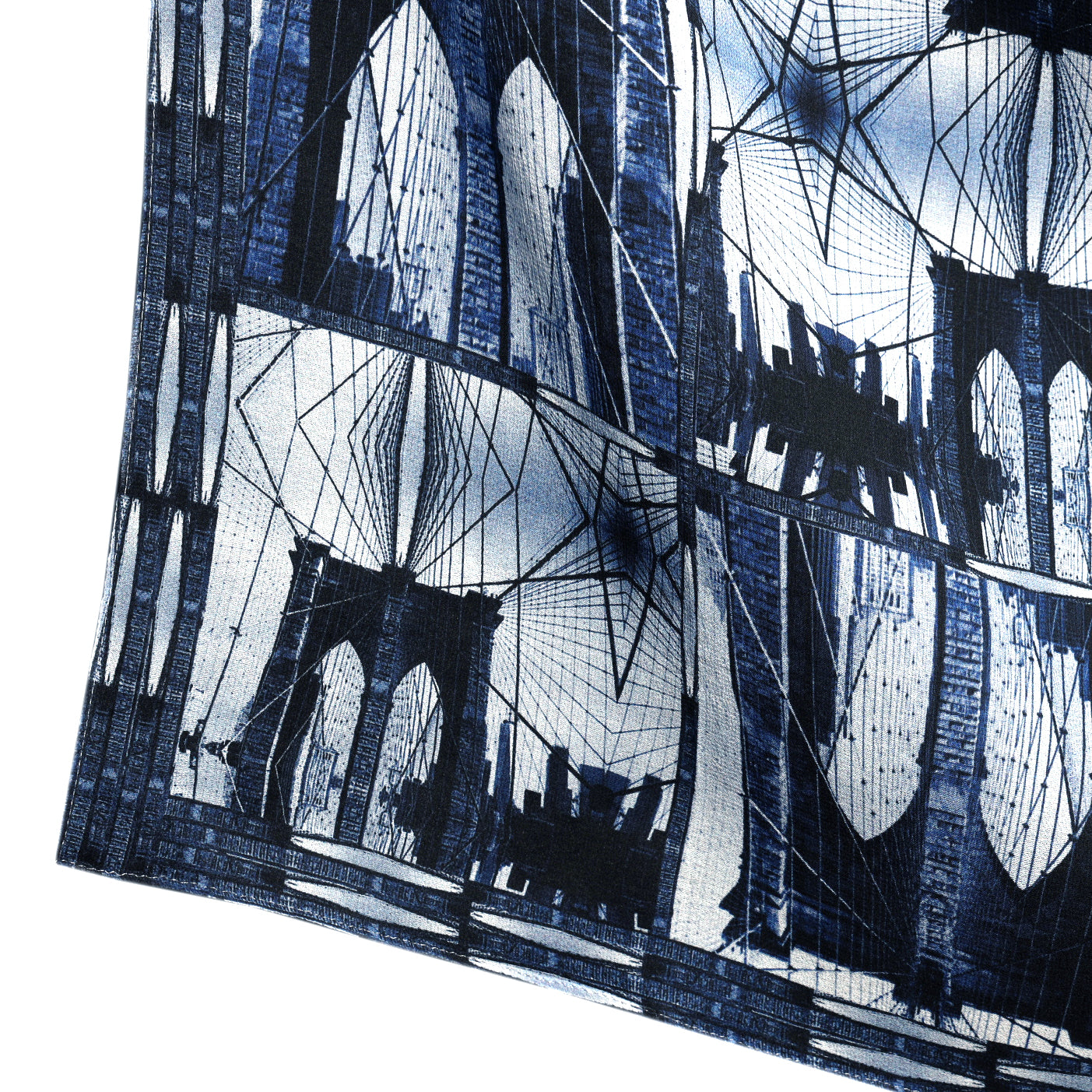 Silk 26 Inch Square Scarf - Brooklyn Bridge - Blue