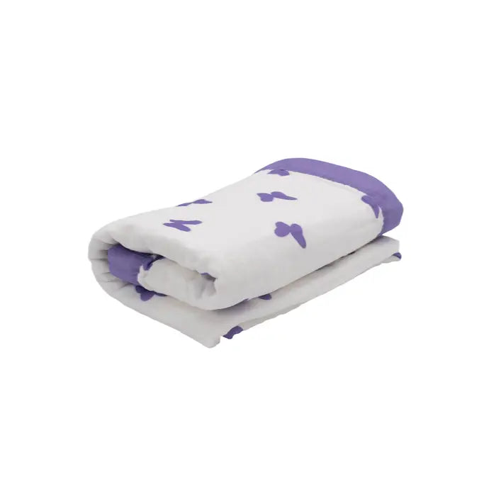 NEW - Lilac Flutter – 100% Muslin Cotton Baby Blanket Quilt for Newborns & Toddlers