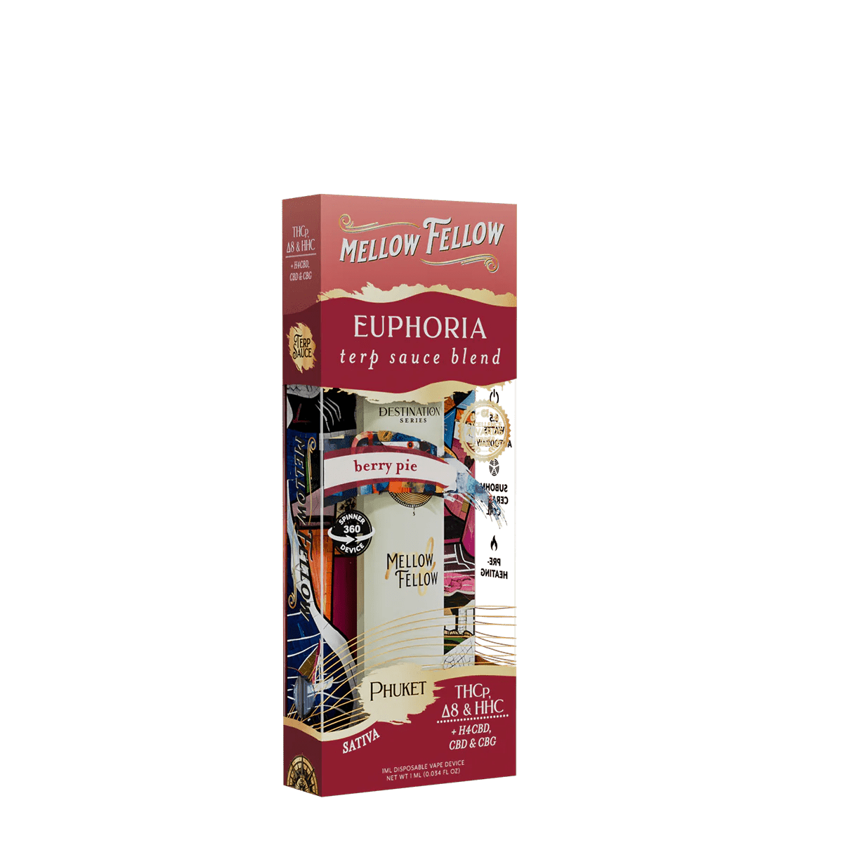 Euphoria Blend - Terp Sauce 1ml Disposable Spinner Vape - Berry Pie (Sativa)