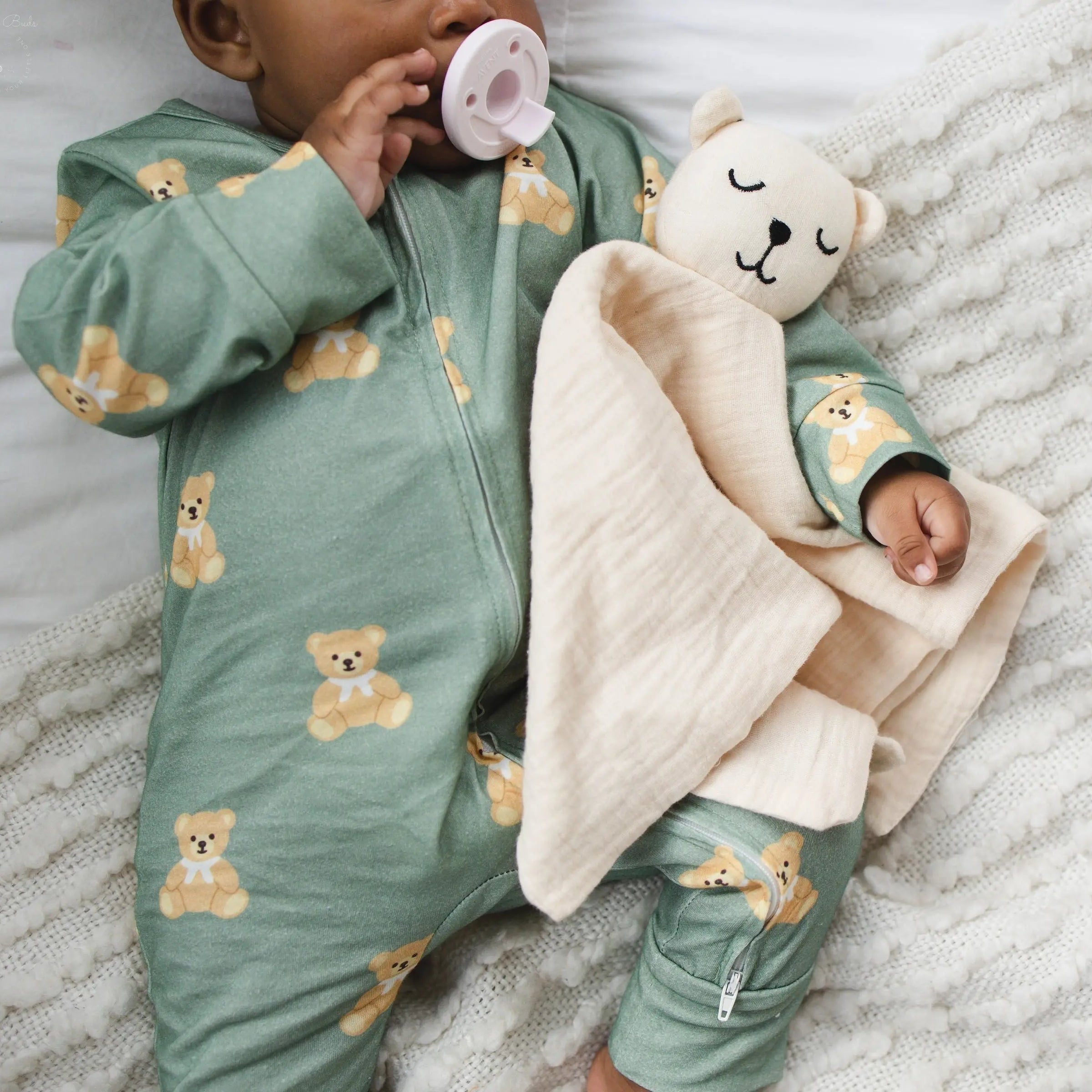 100% Muslin Cotton Comfort Blanket (Lovey) – Oat, Cream & Mint