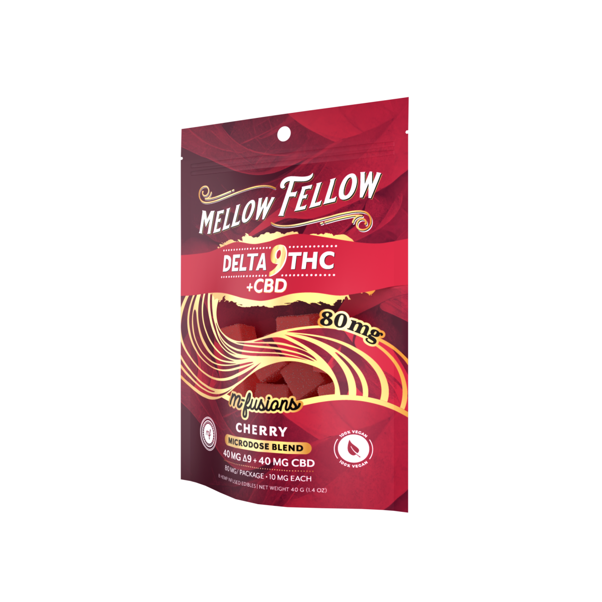 Microdose M-Fusions Gummies - Delta 9 THC + CBD 8ct 80mg - Cherry