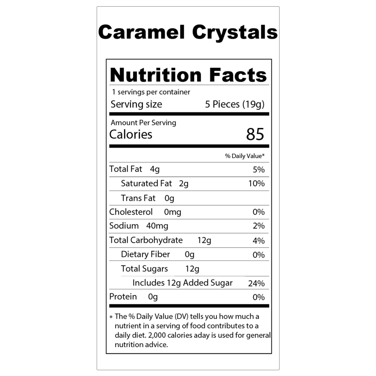Caramel Crystals Freeze Dried Candy - Snack Size