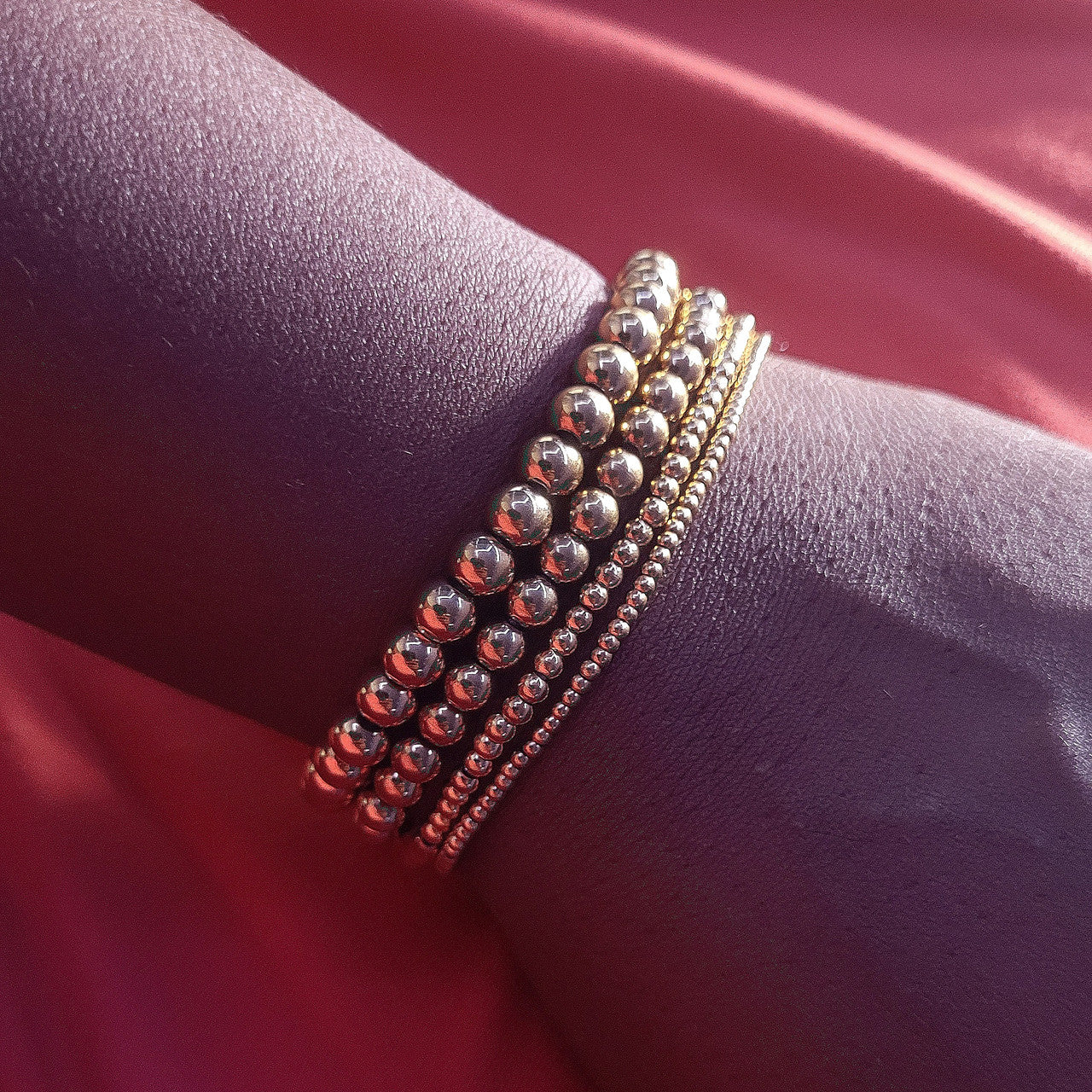 Meadow Beaded Stretch Gold Bracelet Set