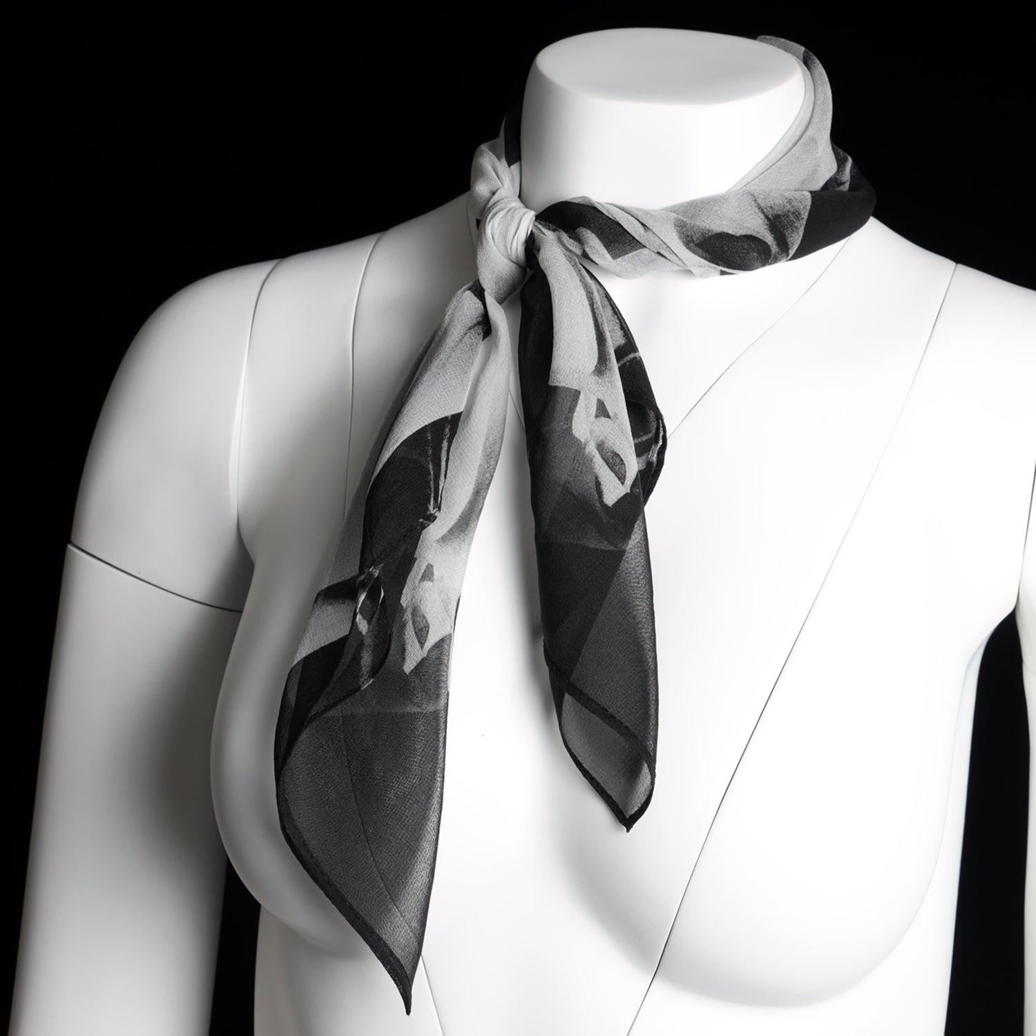 Silk 26 Inch Square Scarf - Gaudi - Black and White