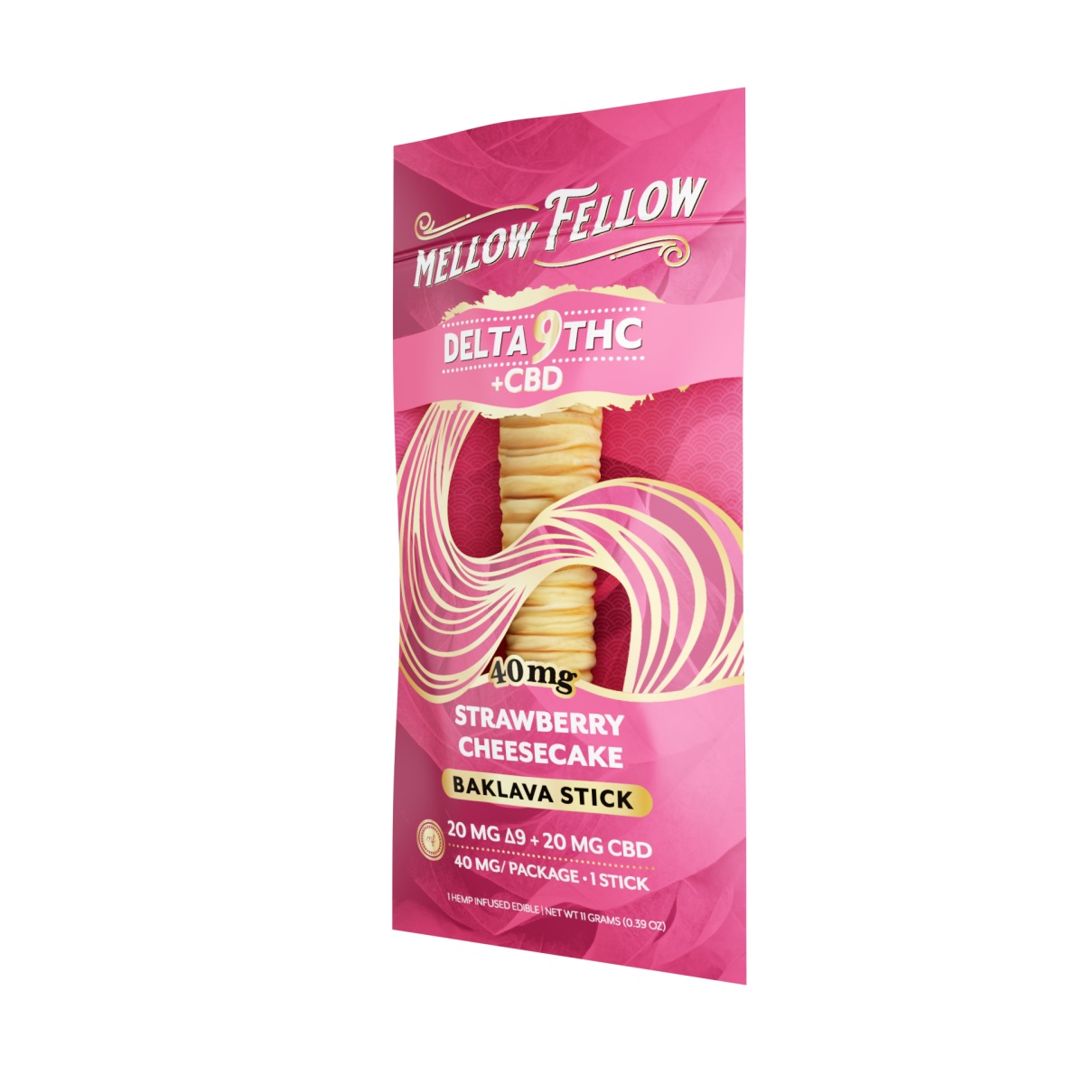 Delta 9 THC + CBD Baklava Sticks - Strawberry Cheesecake 40mg