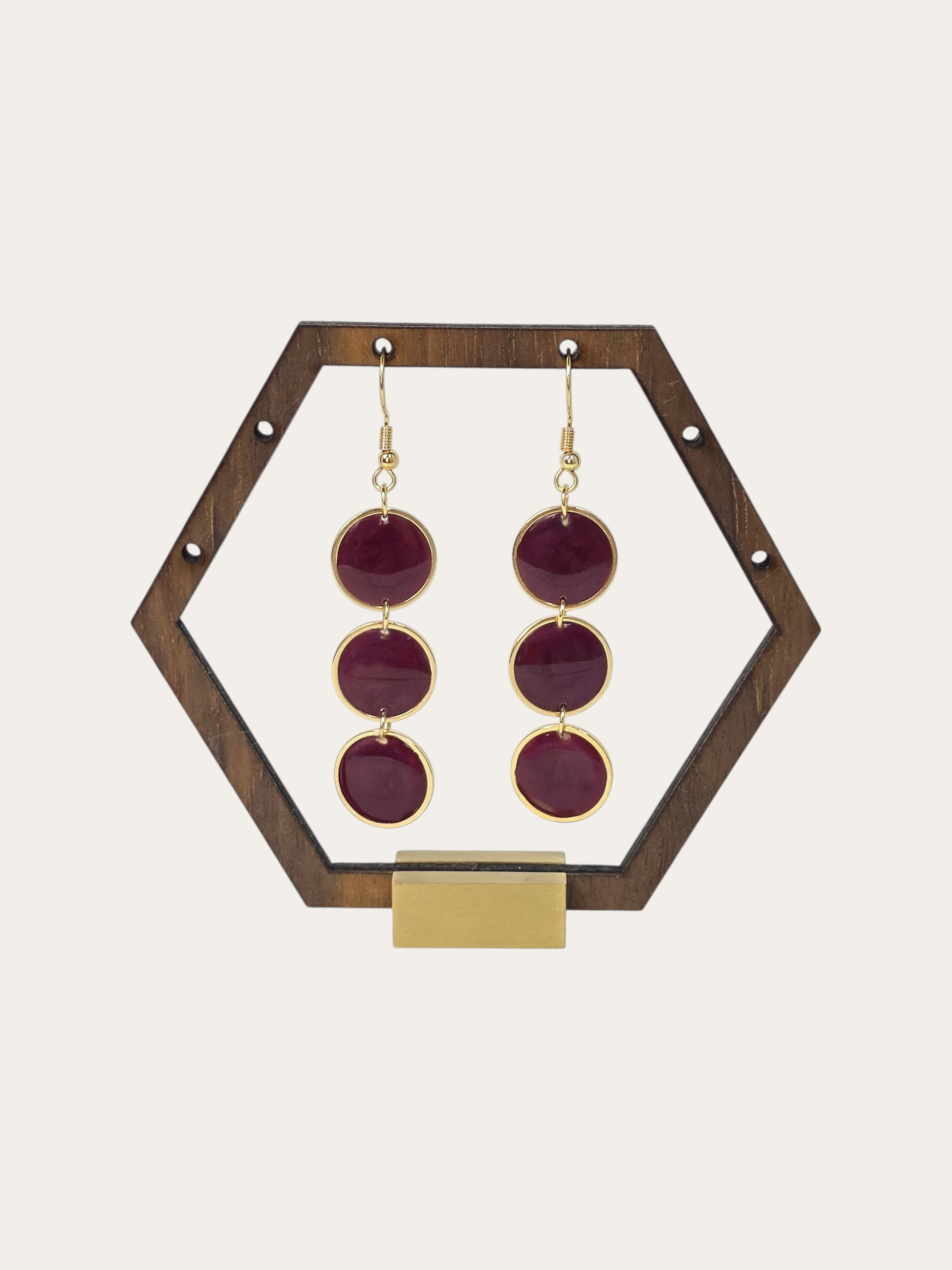 Burgundy Circle Necklace and Earring Gift Set by Katie May Jewelry