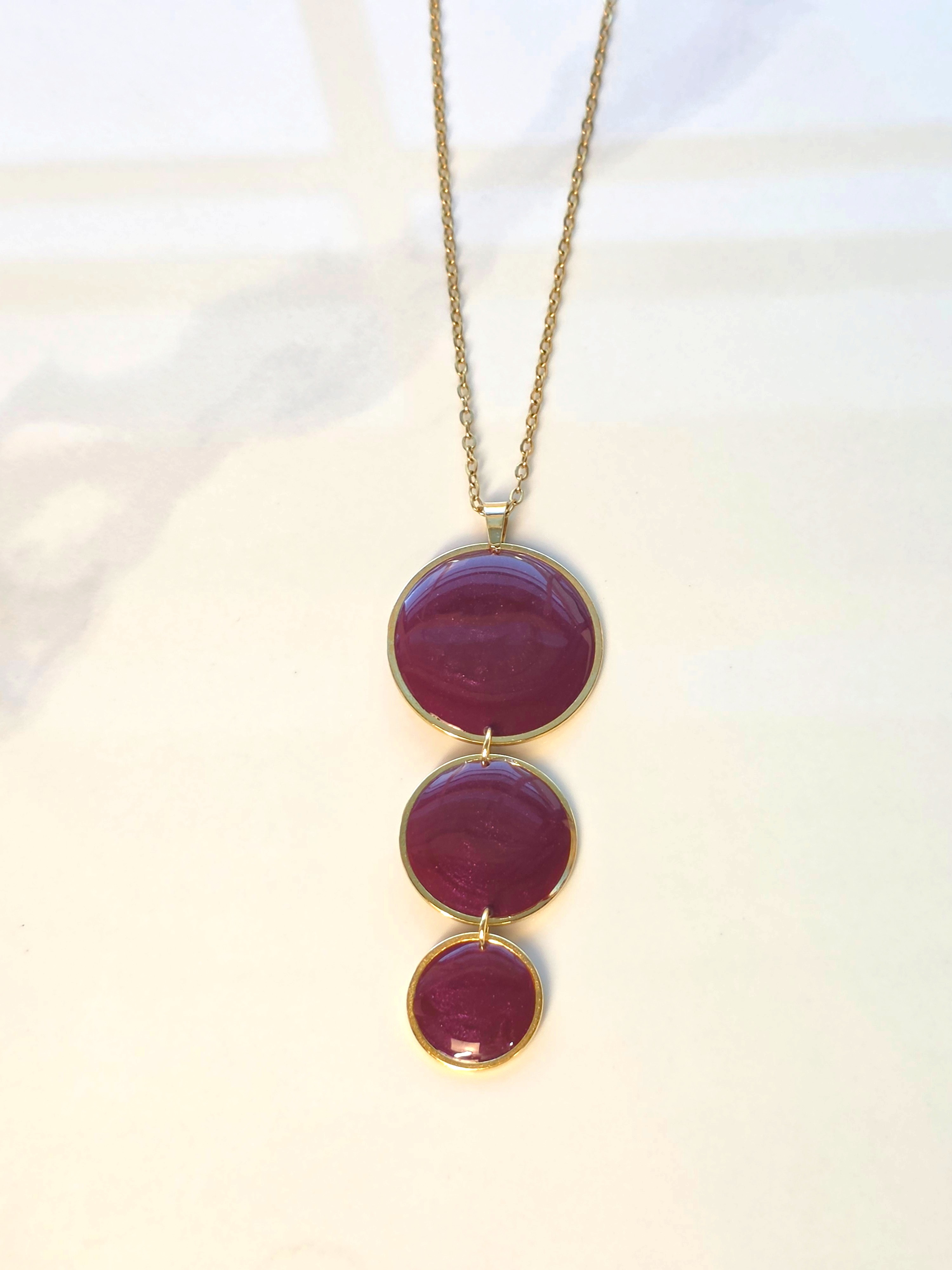 Burgundy Circle Necklace and Earring Gift Set by Katie May Jewelry