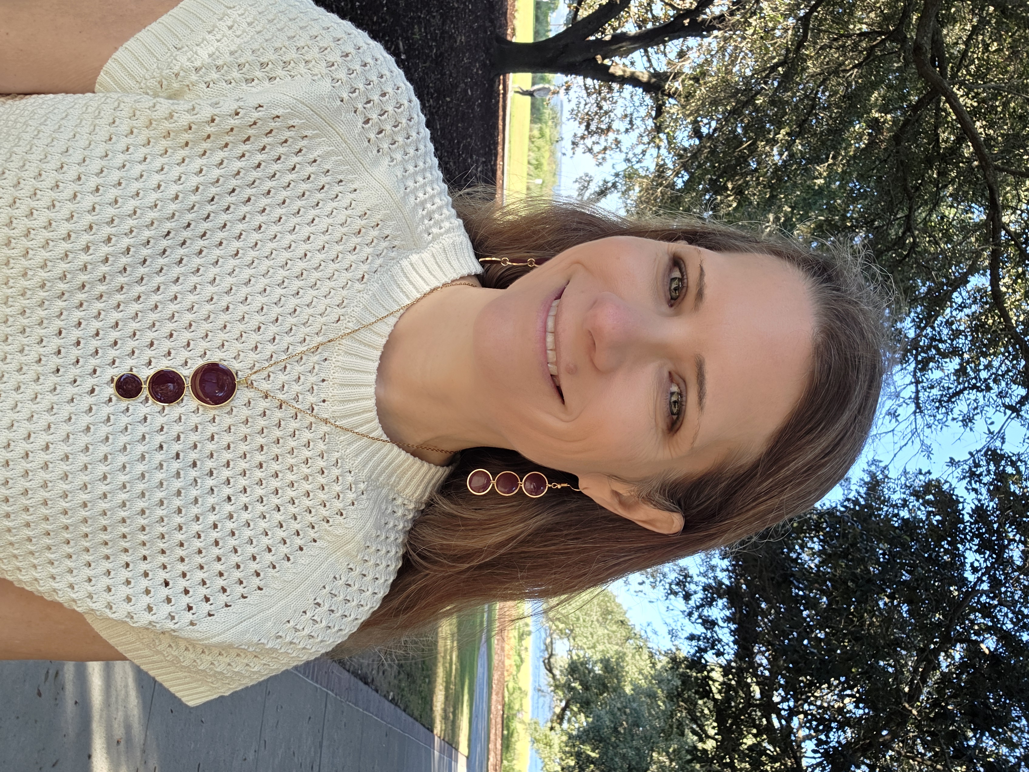 Burgundy Circle Necklace and Earring Gift Set by Katie May Jewelry